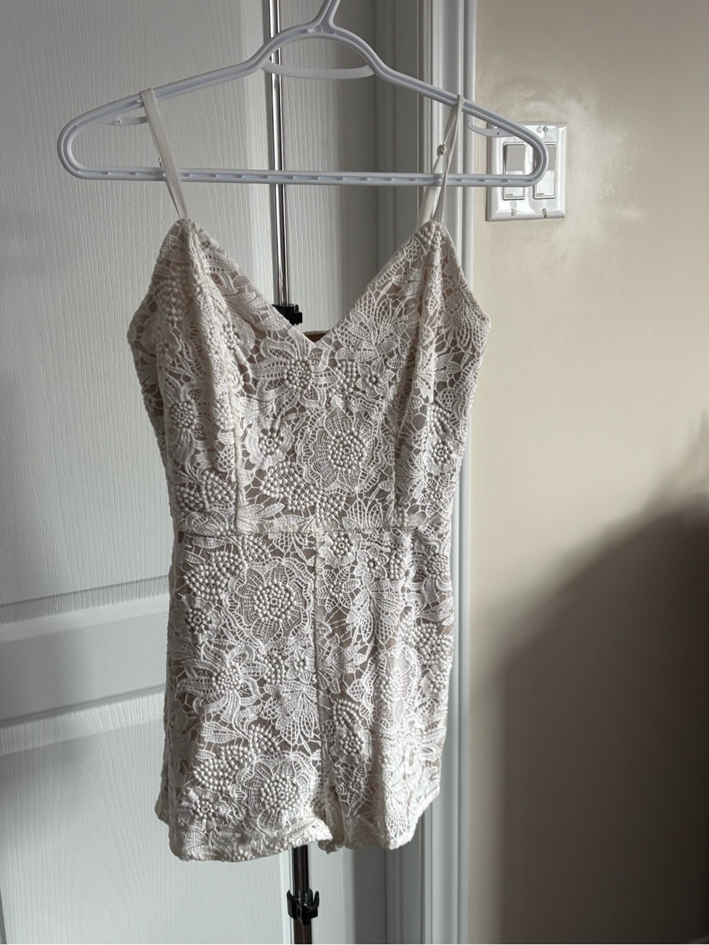 Marciano Ivory Lace V-Neck Romper